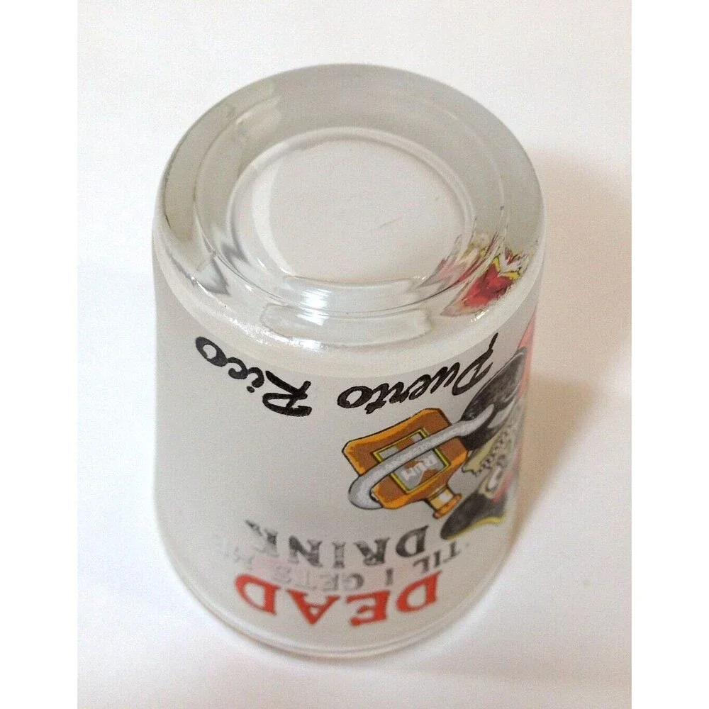 Vintage Souvenir Puerto Rico Pirate Dead Til I Get Me Drink Shot Glass Gold Trim